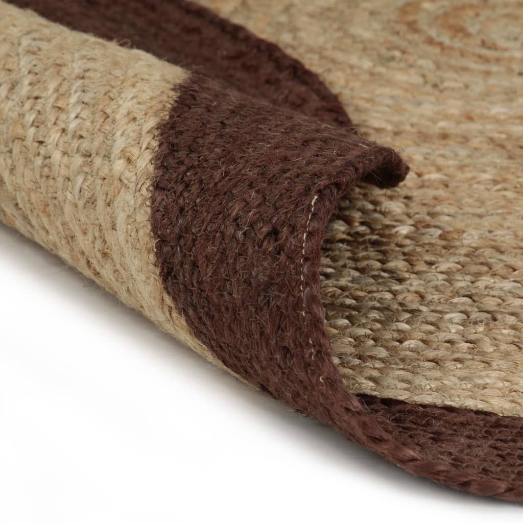 Teppich Handgefertigt Jute mit Braunem Rand 90 cm