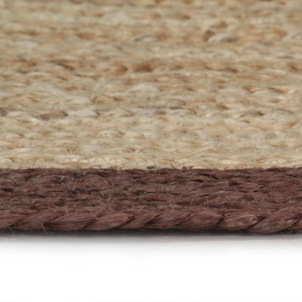 Teppich Handgefertigt Jute mit Braunem Rand 90 cm