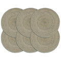 Tischsets 6 Stk. Grau 38 cm Rund Jute