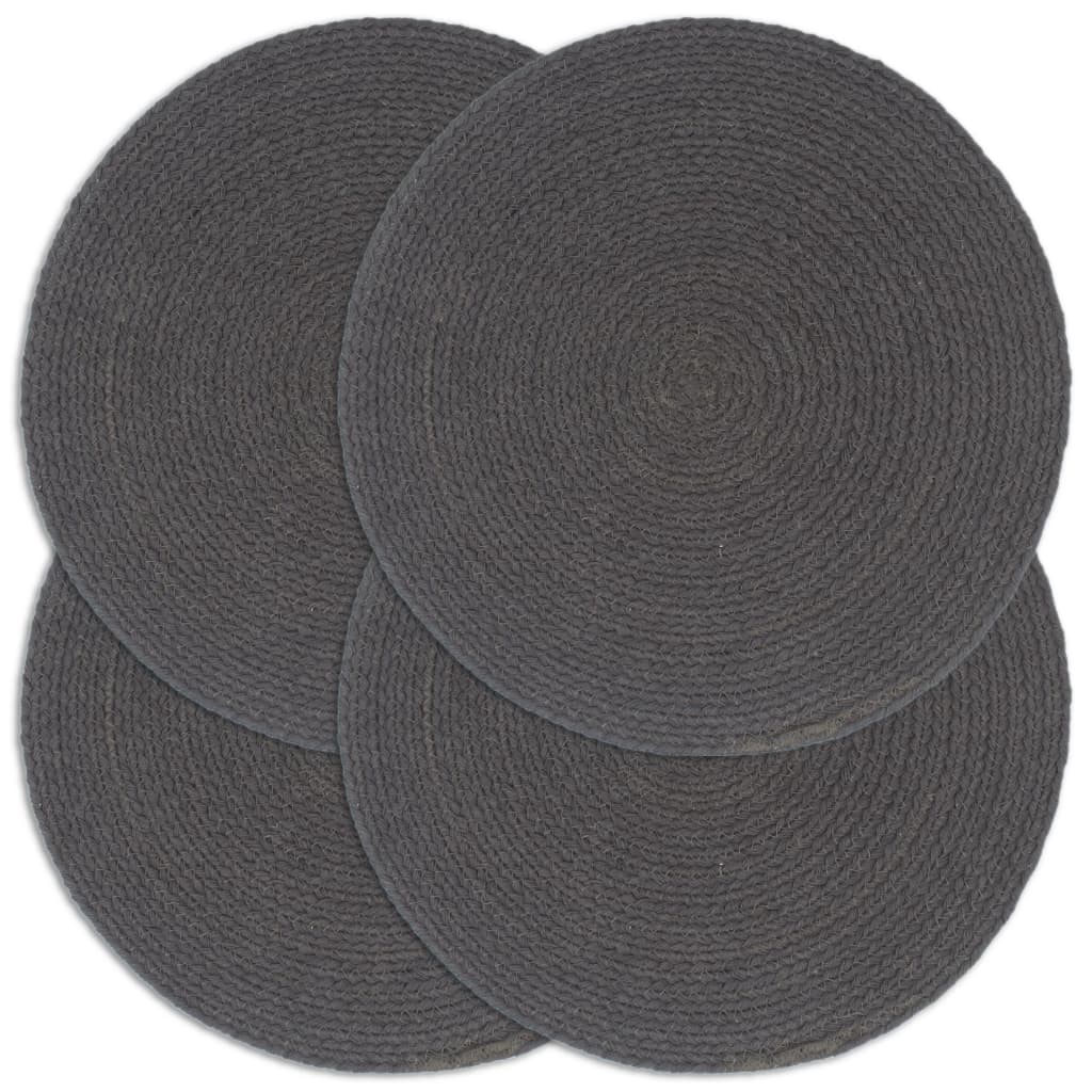 Tischsets 4 Stk. Dunkelgrau 38 cm Rund Baumwolle