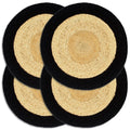 Tischsets 4 Stk. Natur und Schwarz 38 cm Jute und Baumwolle