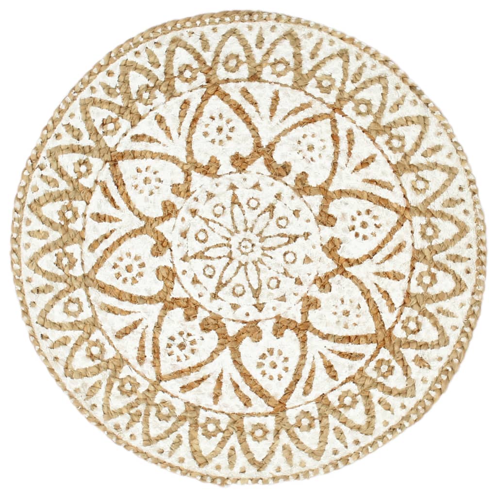 Tischsets 6 Stk. Weiß 38 cm Rund Jute