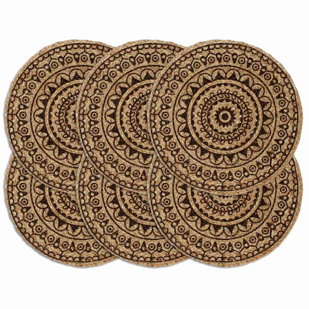 Tischsets 6 Stk. Dunkelbraun 38 cm Rund Jute