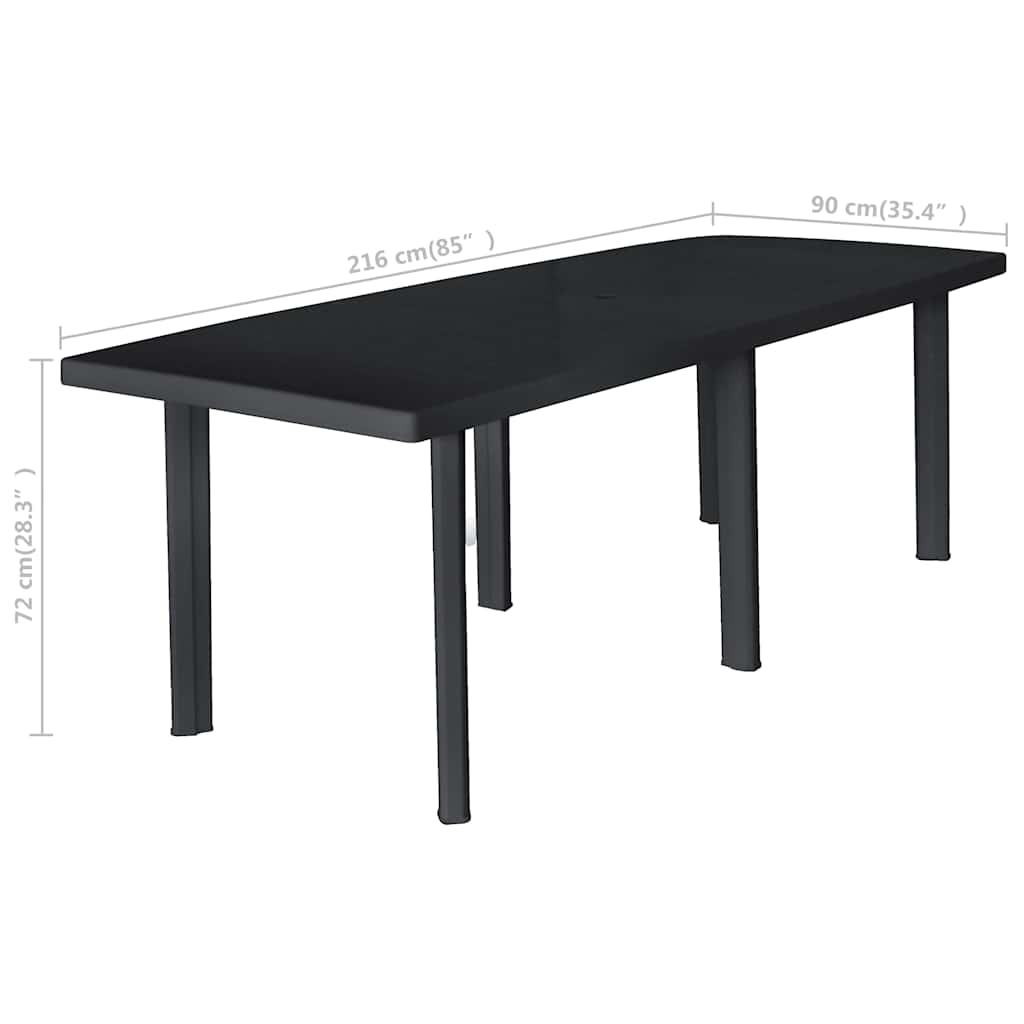 Gartentisch Anthrazit 216x90x72 cm Kunststoff