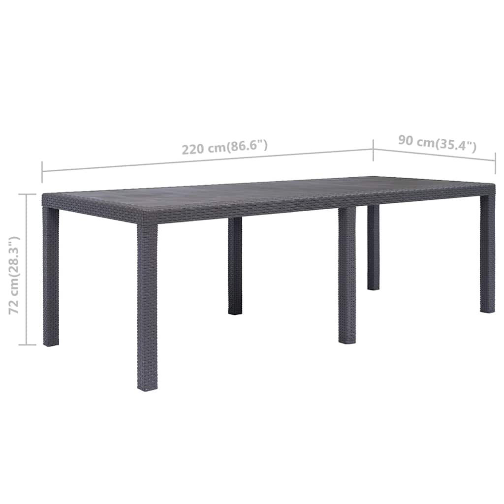 Gartentisch Braun 220x90x72 cm Kunststoff Rattan-Optik