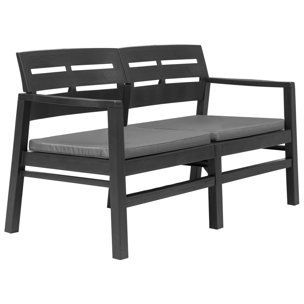 2-Sitzer-Gartenbank mit Kissen Anthrazit 133 cm Kunststoff