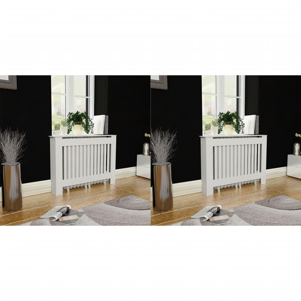 Heizkörperabdeckung 2 Stk. Weiß Holzwerkstoff 112 cm