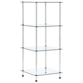 Regal mit 4 Ablagen Transparent 40x40x100 cm Hartglas