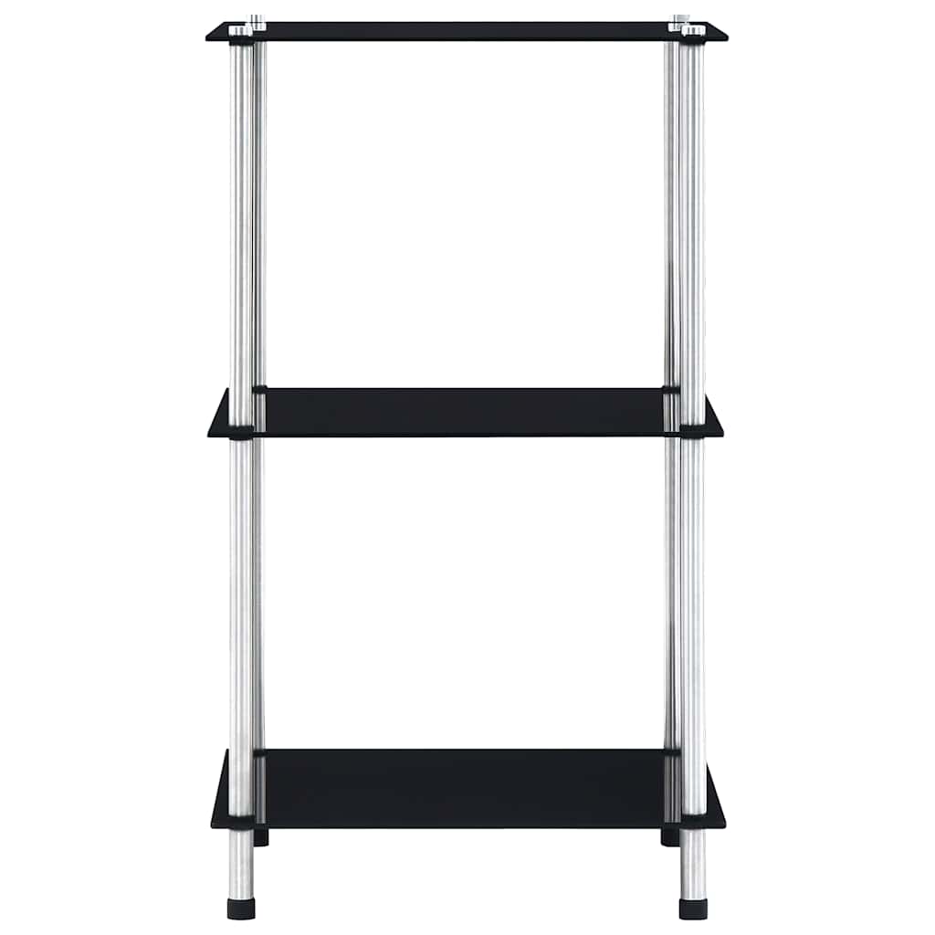 Regal mit 3 Ablagen Schwarz 40x40x67 cm Hartglas