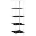 Regal mit 5 Ablagen Schwarz 40x40x130 cm Hartglas
