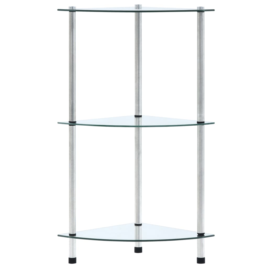 Regal mit 3 Ablagen Transparent 30x30x67 cm Hartglas