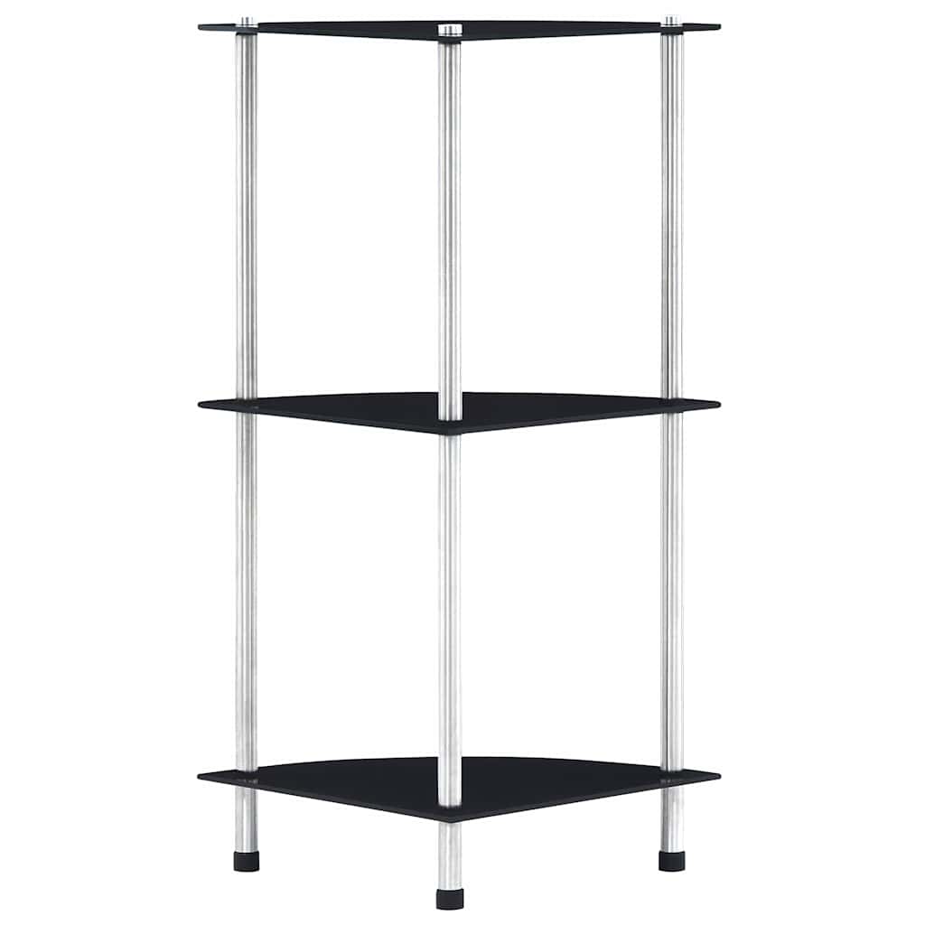 Regal mit 3 Ablagen Schwarz 30x30x67 cm Hartglas