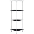 Regal mit 4 Ablagen Schwarz 30x30x100 cm Hartglas