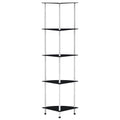 Regal mit 5 Ablagen Schwarz 30x30x130 cm Hartglas