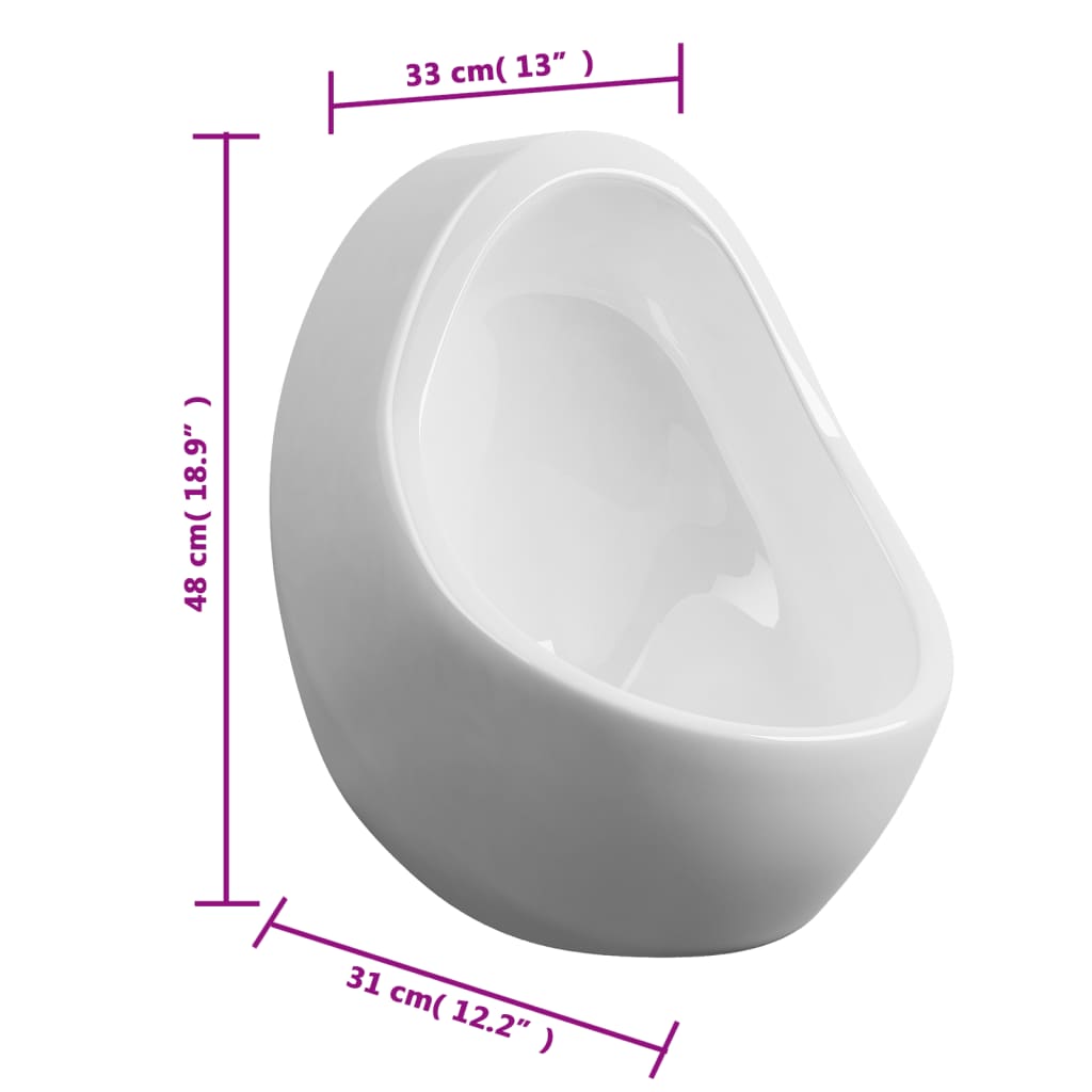 Wandurinal mit Spülventil Keramik Weiß