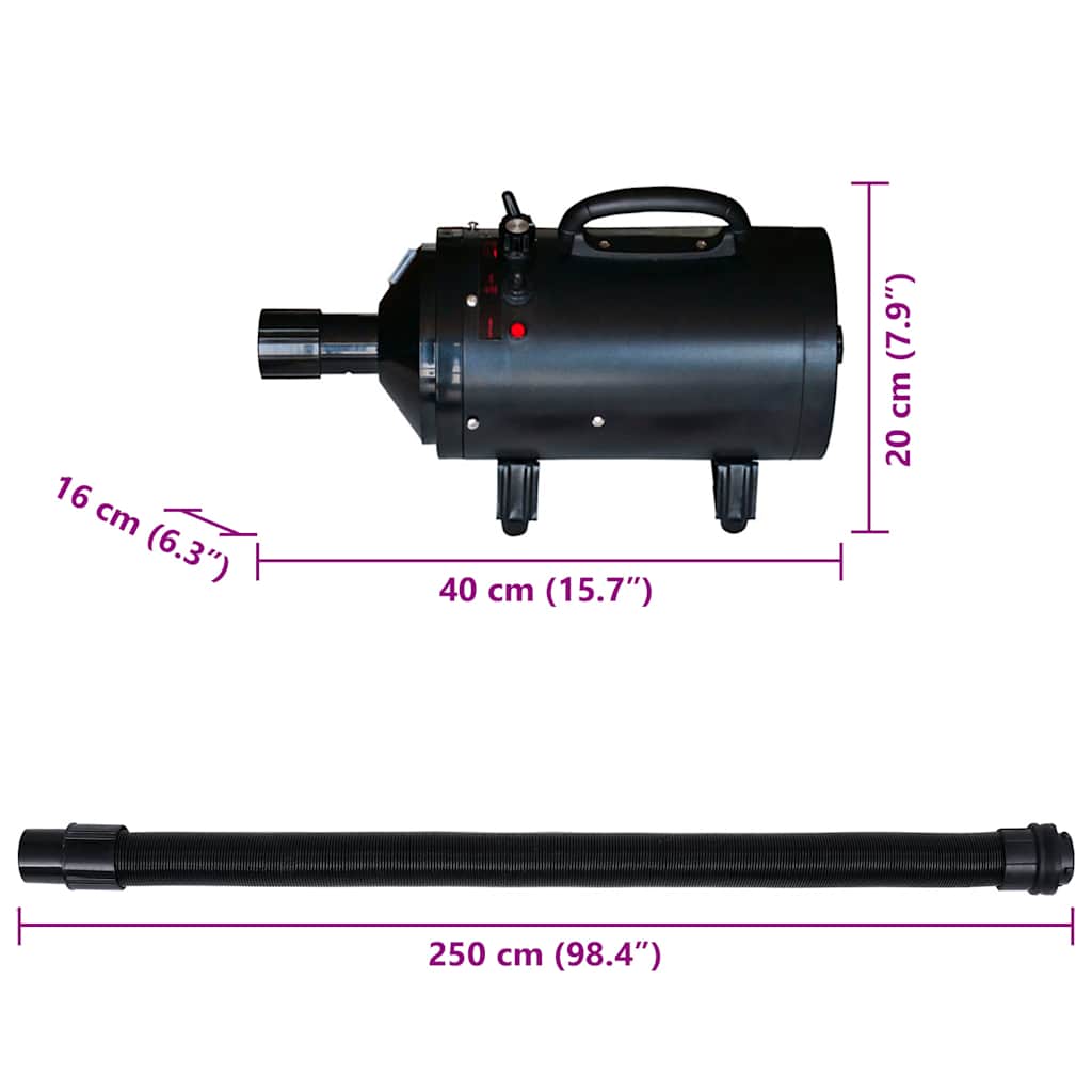 Hundetrockner mit 3 Düsen Schwarz 2400 W