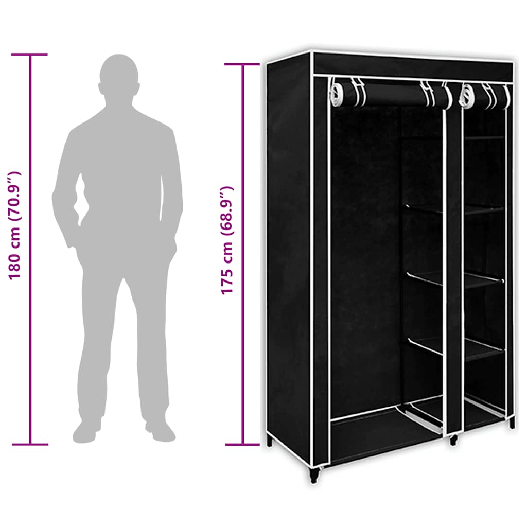 Faltbarer Stoffschrank Schwarz 110 x 45 x 175 cm