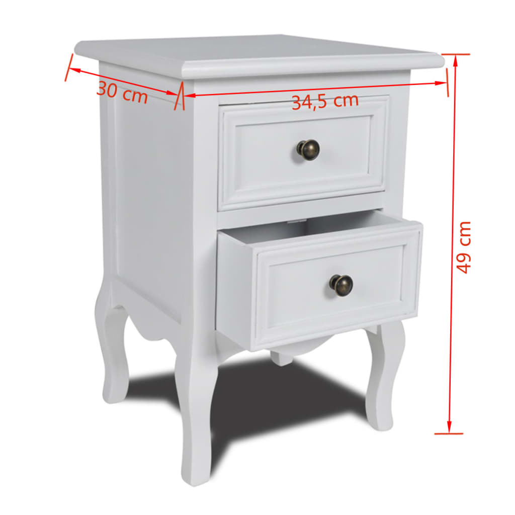 Nachttisch mit 2 Schubladen MDF Weiß