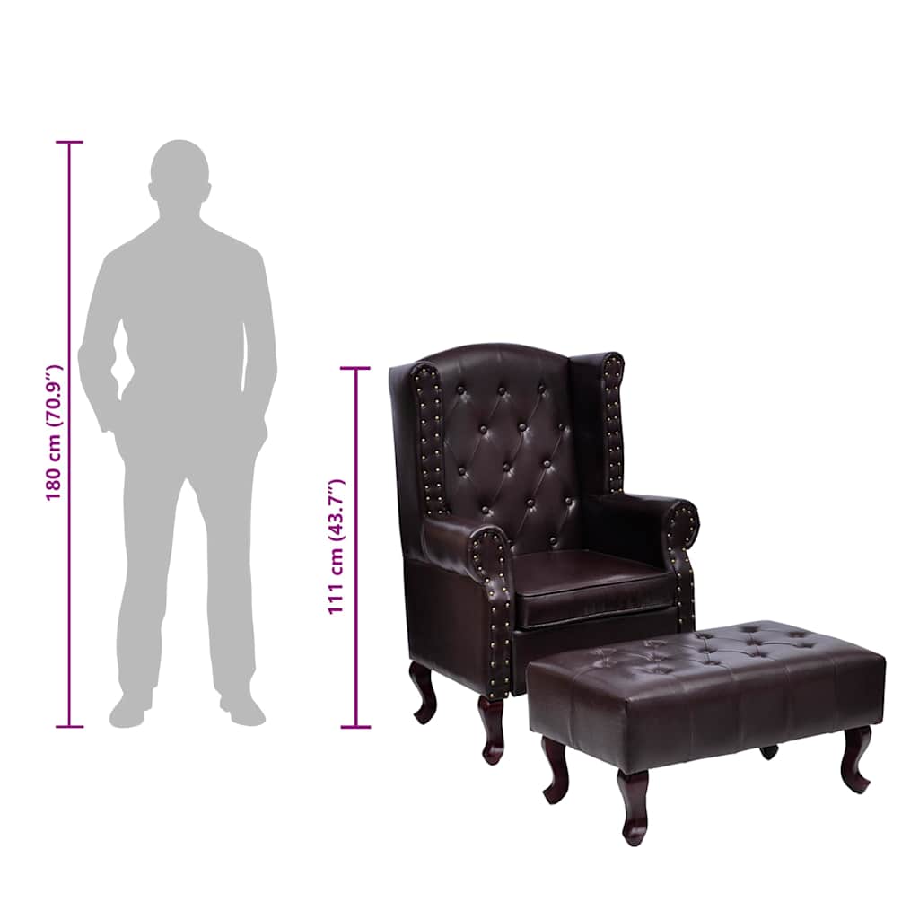 Sessel mit Fußhocker Dunkelbraun Kunstleder