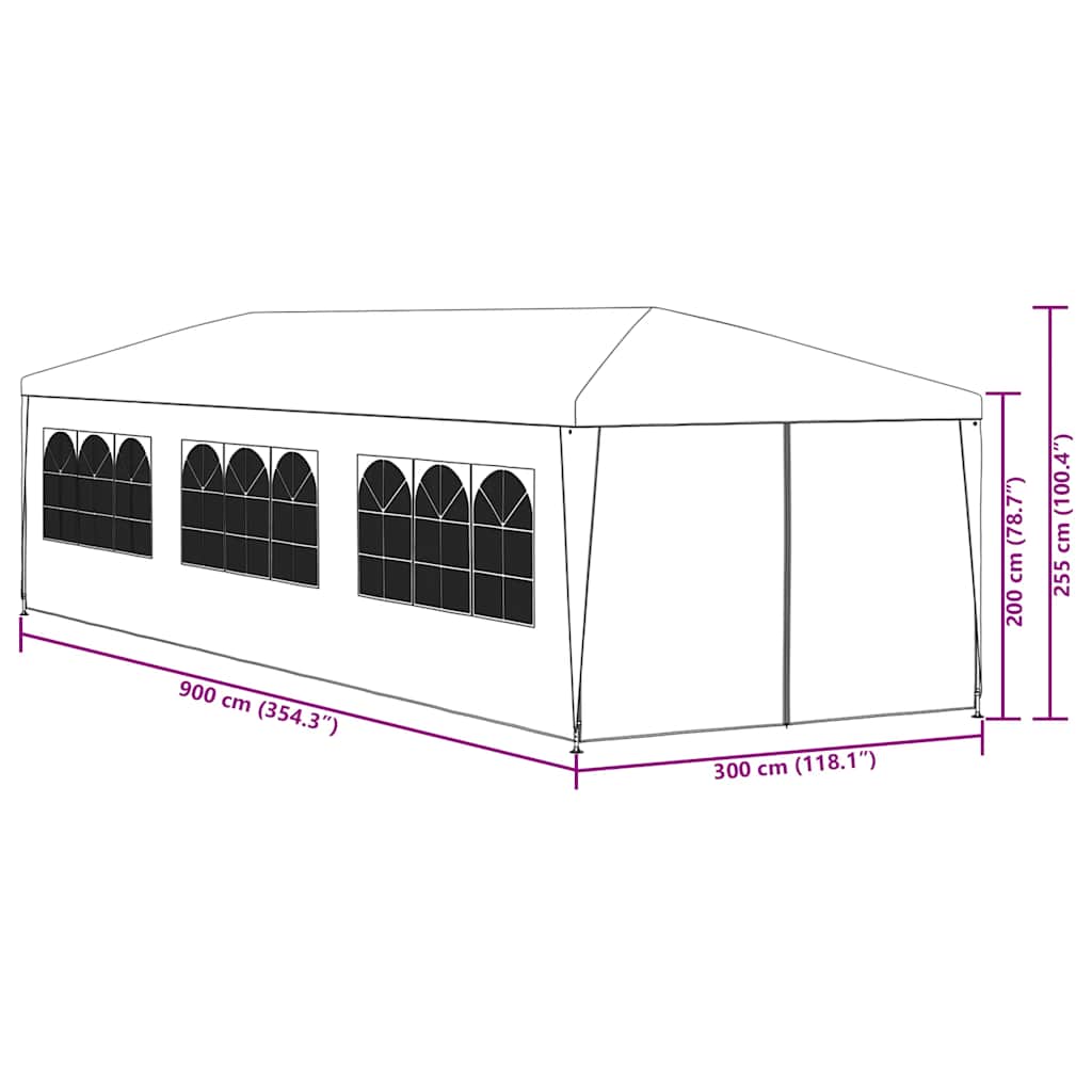 Partyzelt 3x9 m Blau