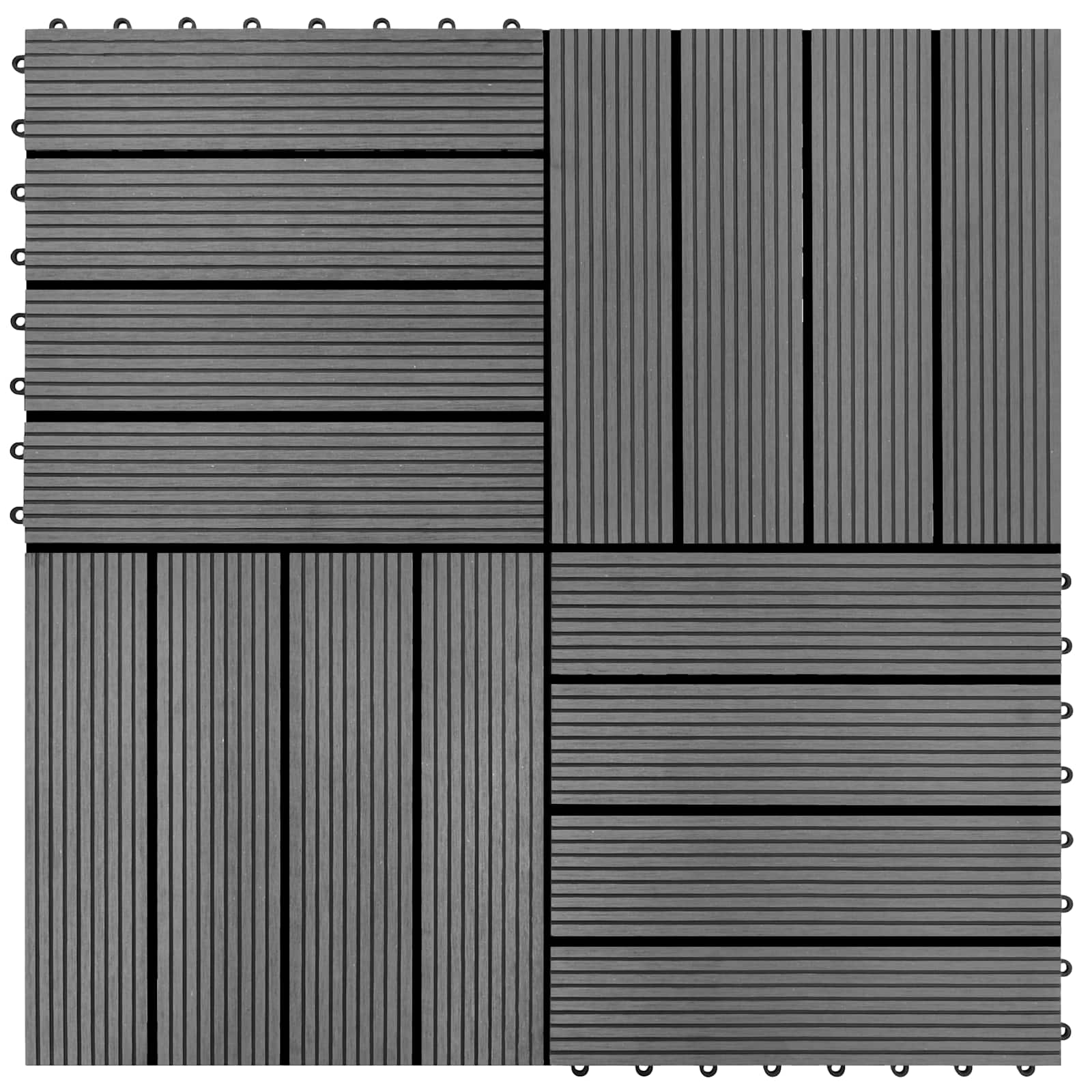 Terrassenfliese 11 pcs Grau 30 x 30 cm WPC