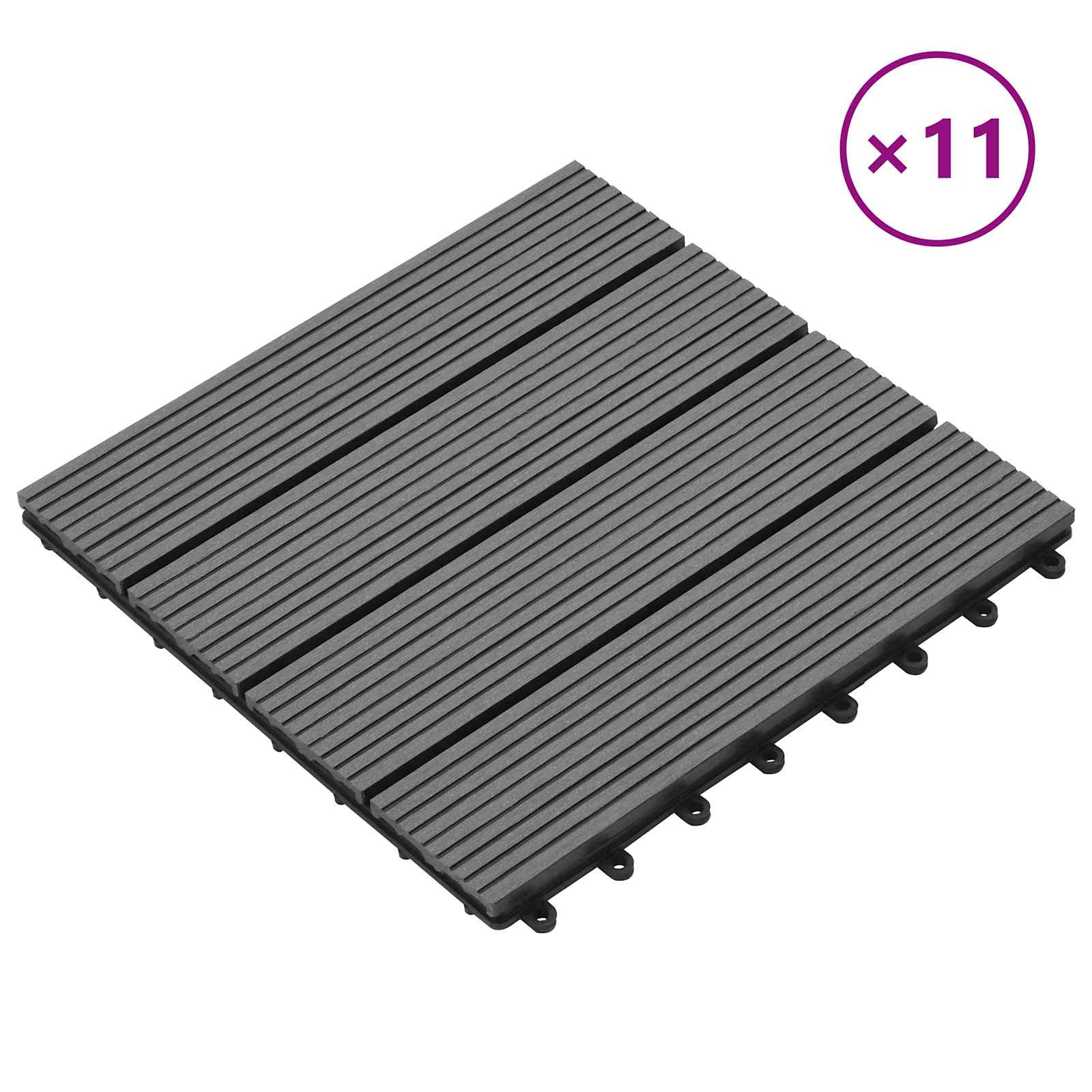 Terrassenfliese 11 pcs Grau 30 x 30 cm WPC