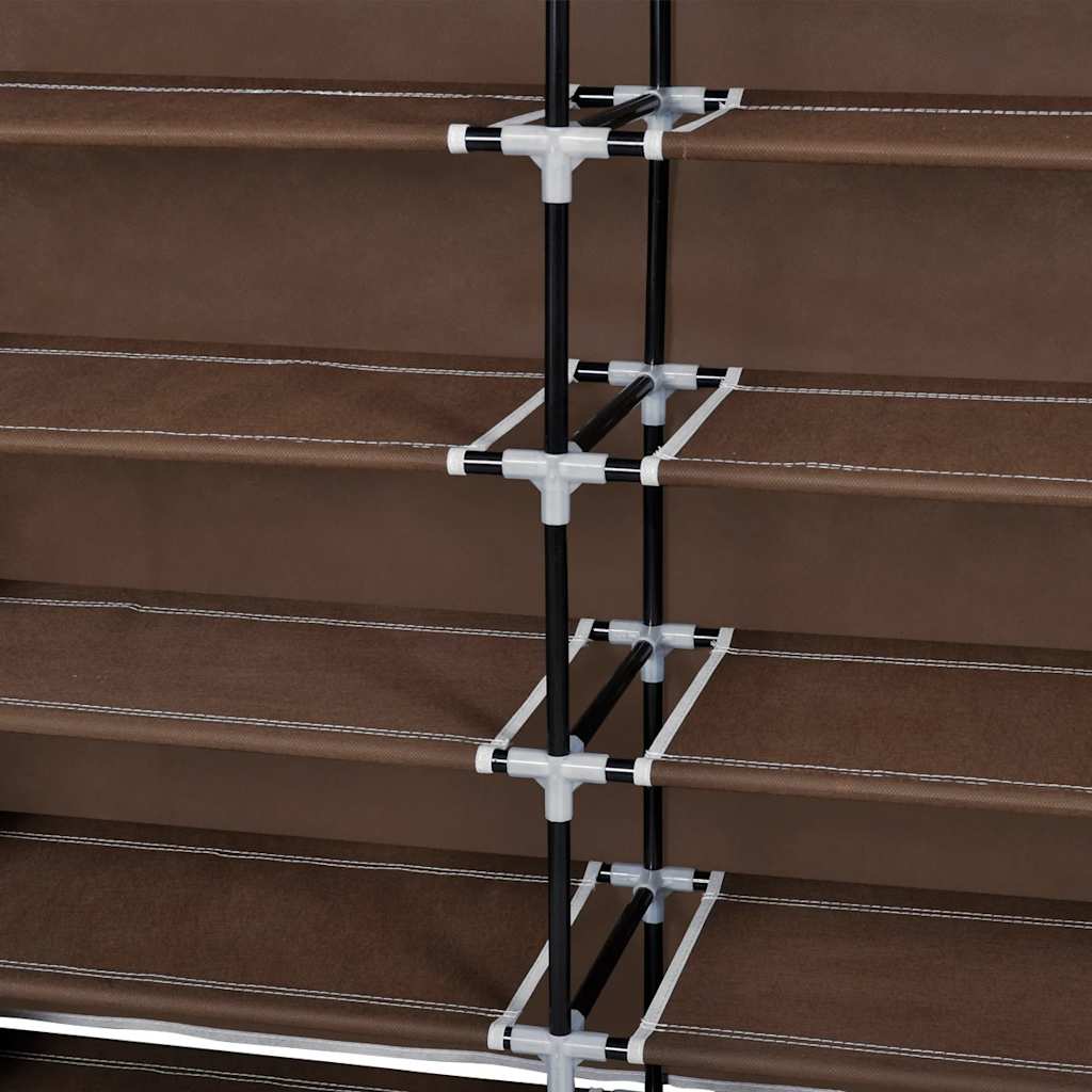 Stoff Schuhschrank mit Abdeckung 115 x 28 x 110 cm Braun
