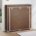 Stoff Schuhschrank mit Abdeckung 115 x 28 x 110 cm Braun