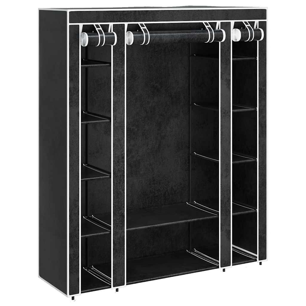 Stoffschrank mit Fächern Kleiderstangen 45×150×176 cm Schwarz