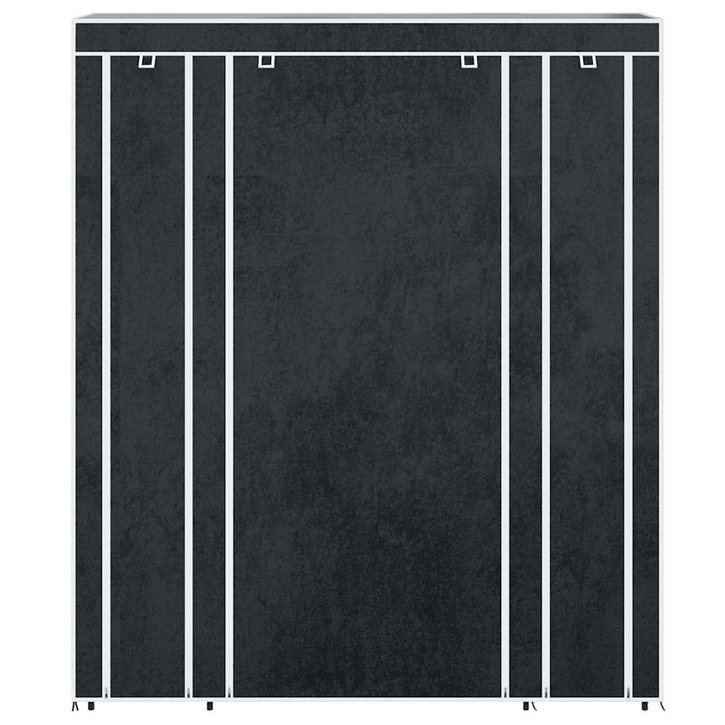 Stoffschrank mit Fächern Kleiderstangen 45×150×176 cm Schwarz