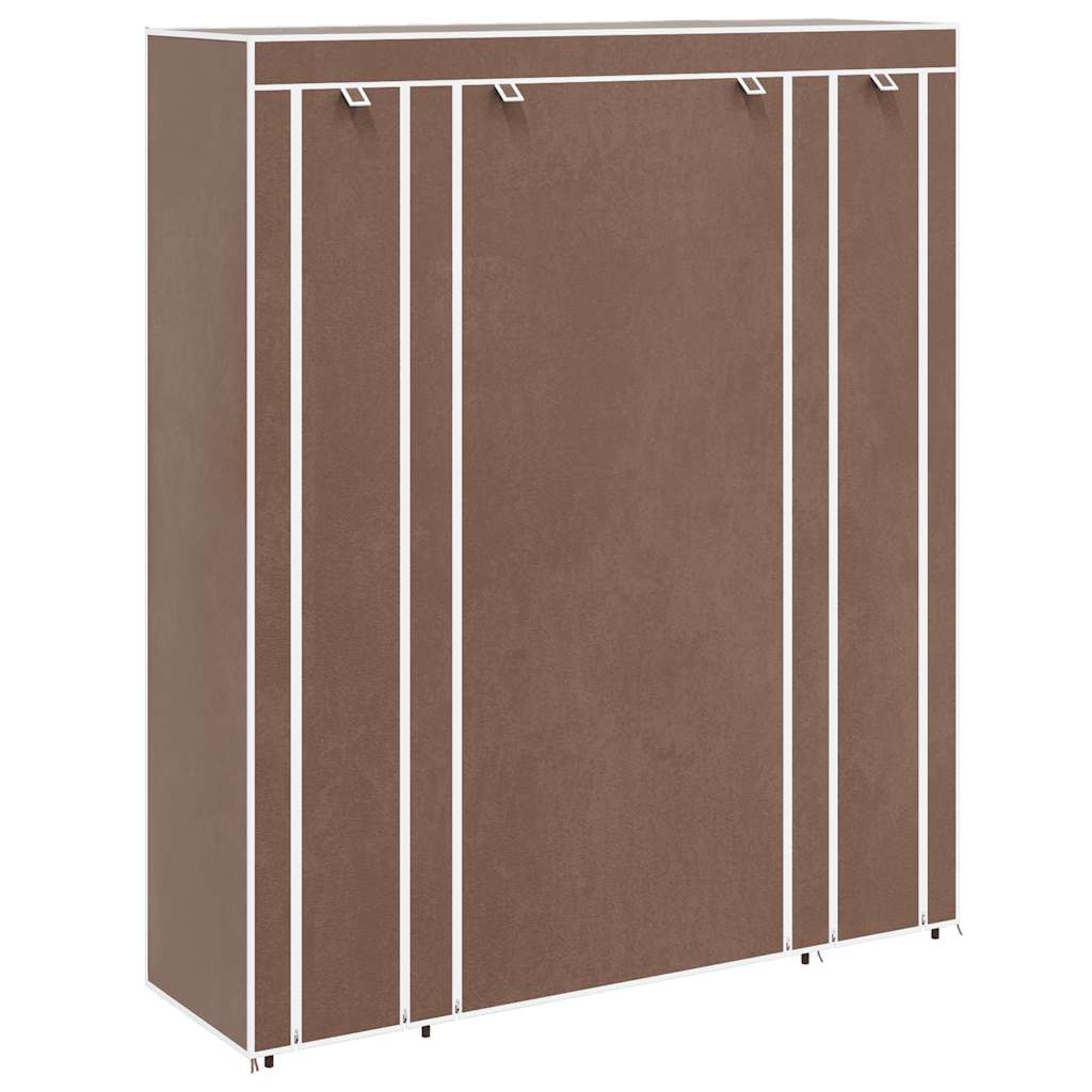Stoffschrank mit Fächern und Stangen 45×150×176 cm Braun