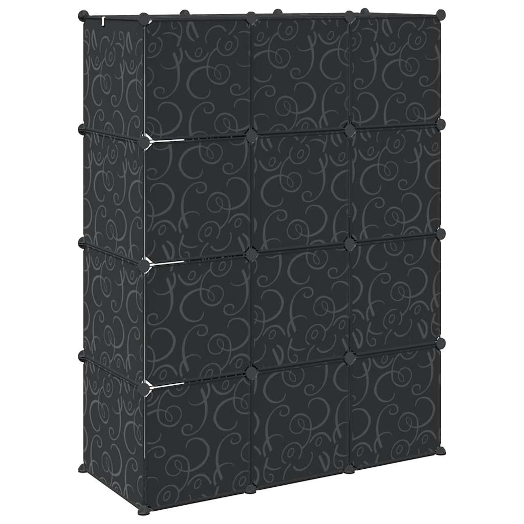 Modularer Schrank mit 9 Fächern 109x36,5x143cm Schwarz und Weiß