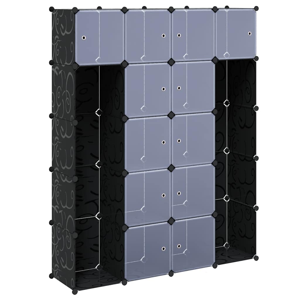 Modularer Schrank mit 14 Fächern schwarz/weiß 37x146x180,5cm