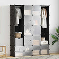 Modularer Schrank mit 18 Fächern schwarz/weiß 37x146x180,5cm