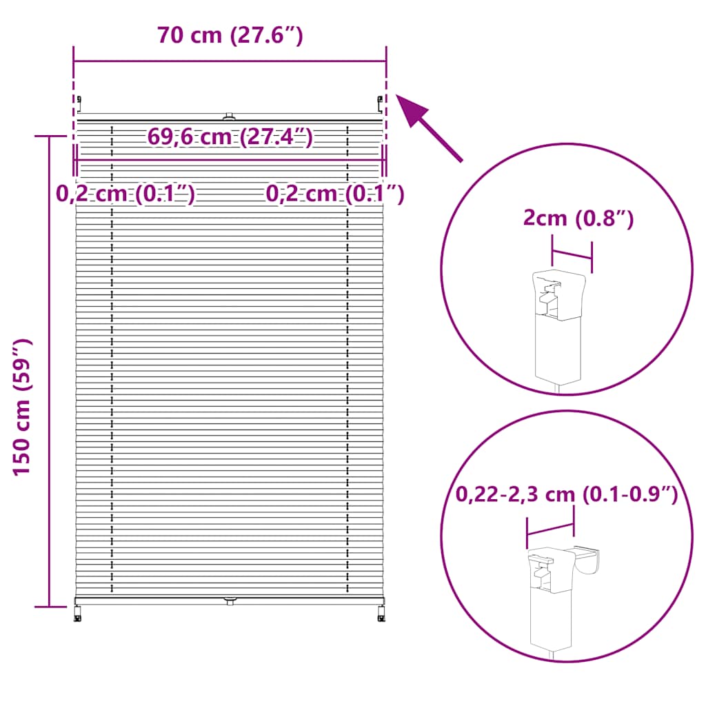 Plissee Faltrollo Rollo Plisseerollo 70x150cm Creme