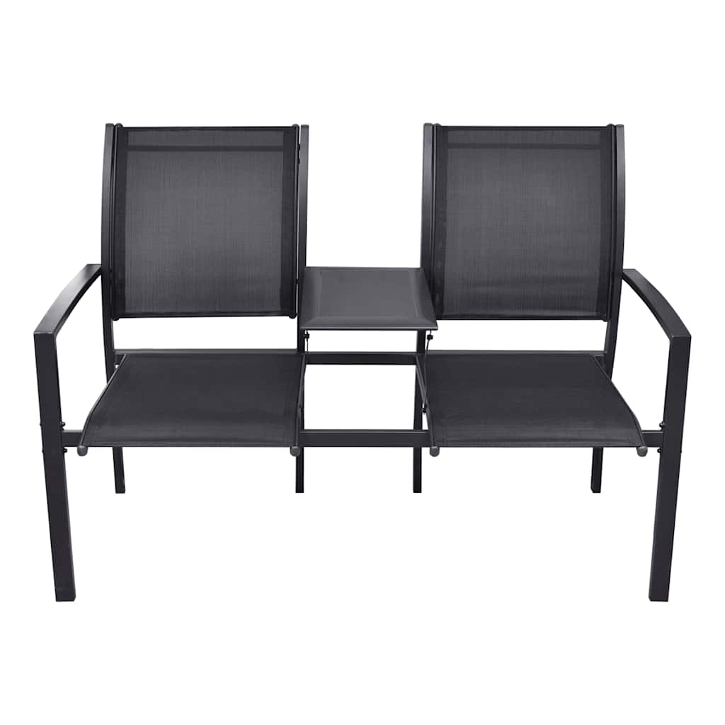 2-Sitzer-Gartenbank 131 cm Stahl und Textiline Schwarz