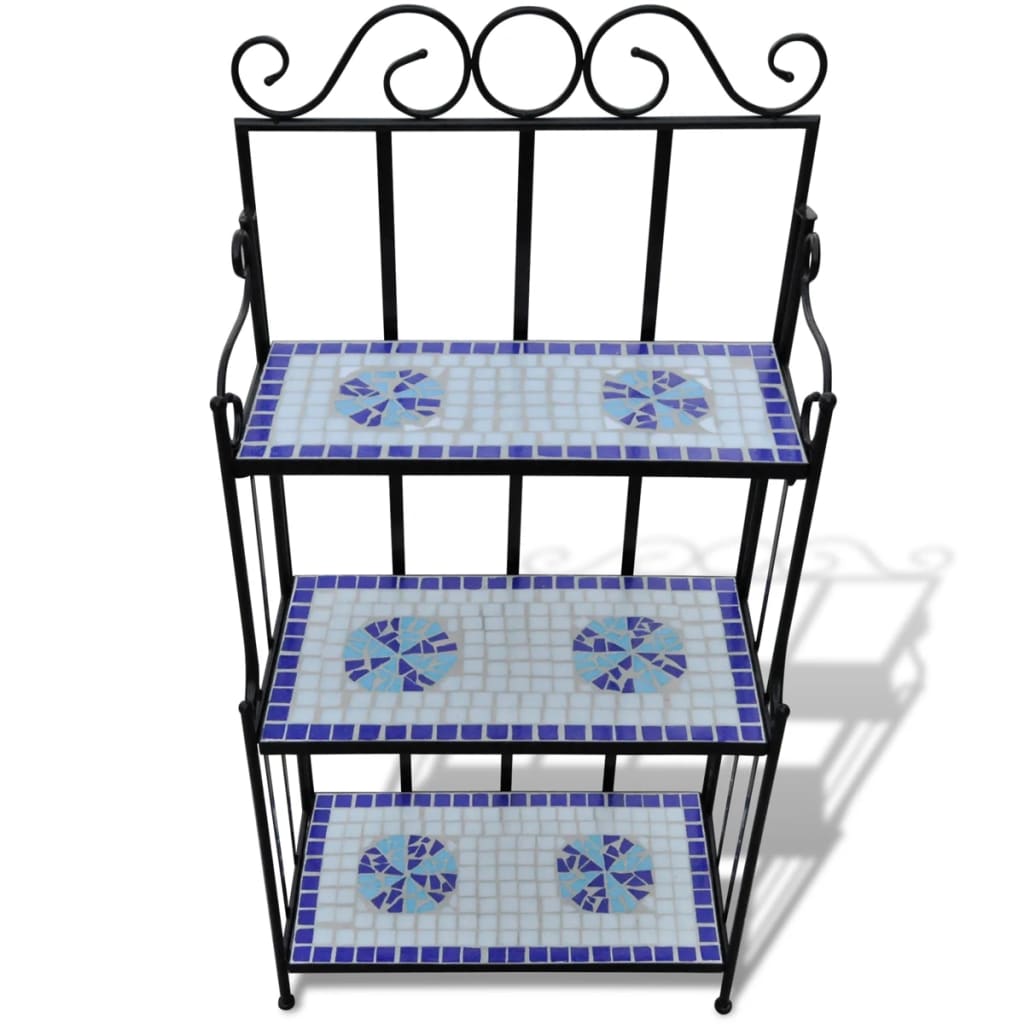 Pflanzenständer Mosaik Blau und Weiß