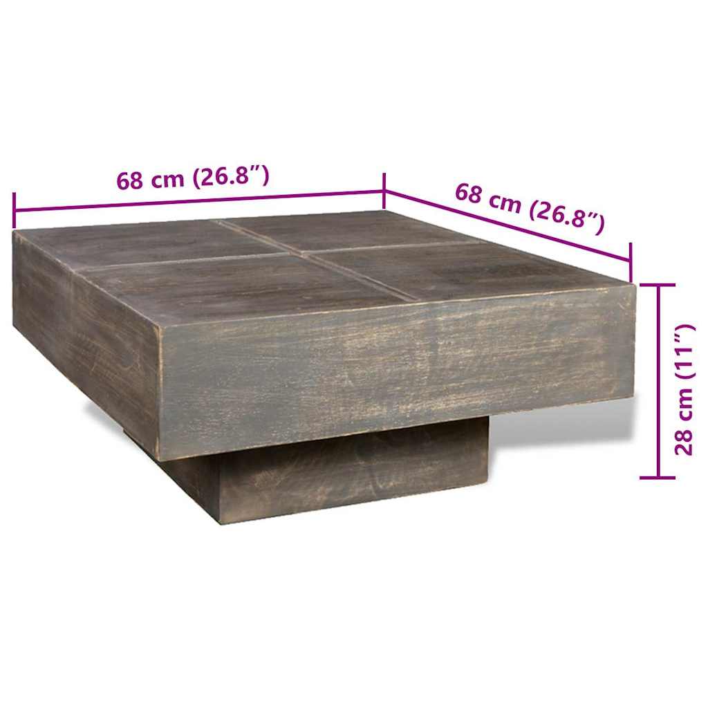 Couchtisch Dunkelbraun Quadratisch Massivholz Mango