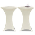 2 x Tischhusse für Stehtisch Stretchhusse Ø60 cm cremefarben