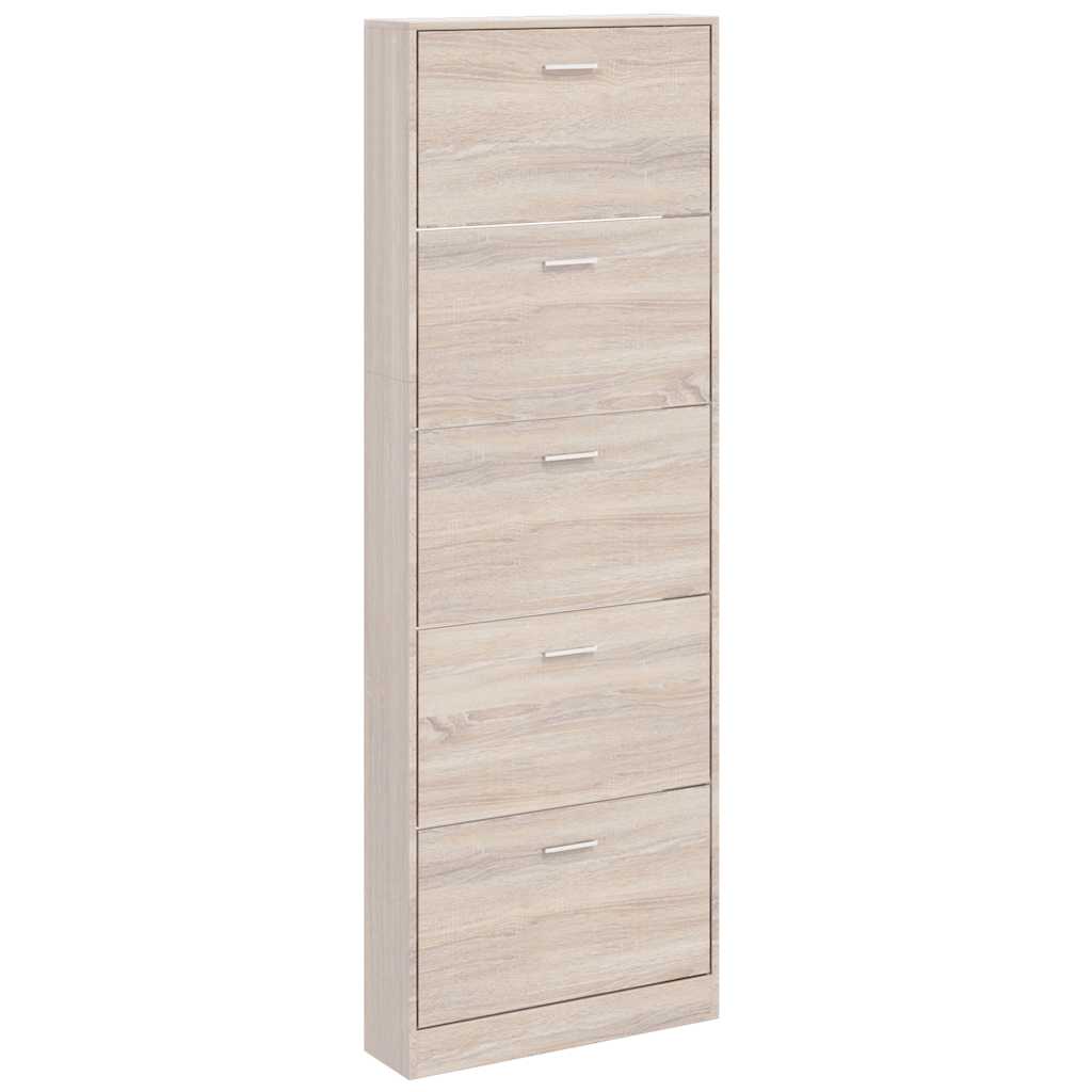 Schuhschrank mit 5 Schuhkippern Holz Eichen-Optik