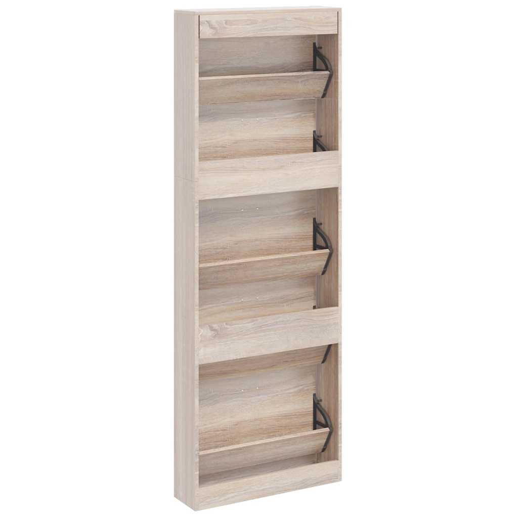 Schuhschrank mit 5 Schuhkippern Holz Eichen-Optik