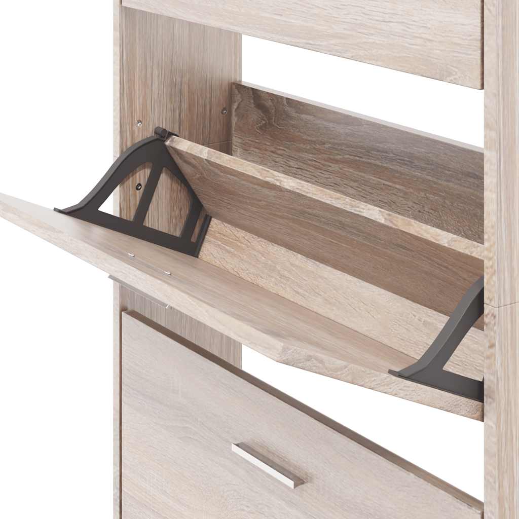 Schuhschrank mit 5 Schuhkippern Holz Eichen-Optik