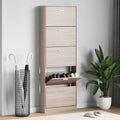Schuhschrank mit 5 Schuhkippern Holz Eichen-Optik