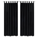 Vorhänge Gardinen aus Satin 2-teilig 140 x 225 cm Schwarz