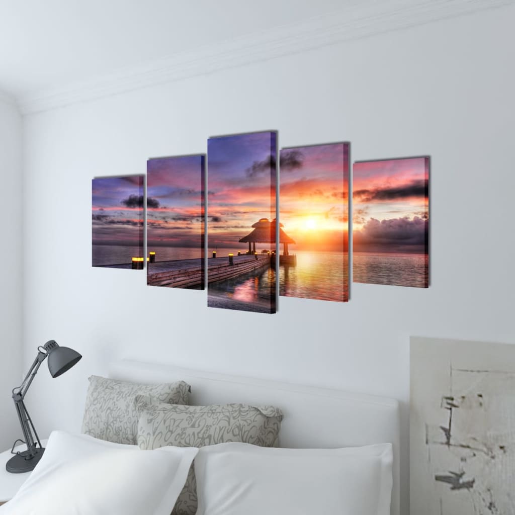 Bilder Dekoration Set Strand mit Pavillon 100 x 50 cm