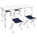 Campingtisch mit 4 Hockern Klappbar Höhenverstellbar 120x60 cm
