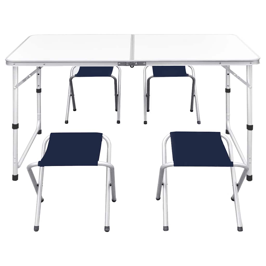 Campingtisch mit 4 Hockern Klappbar Höhenverstellbar 120x60 cm