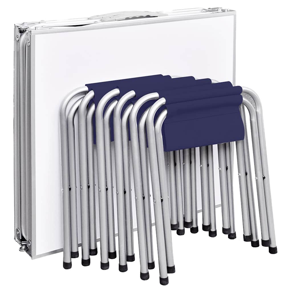Klappbarer Campingtisch mit 4 Hocker Höhenverstellbar 180x60 cm