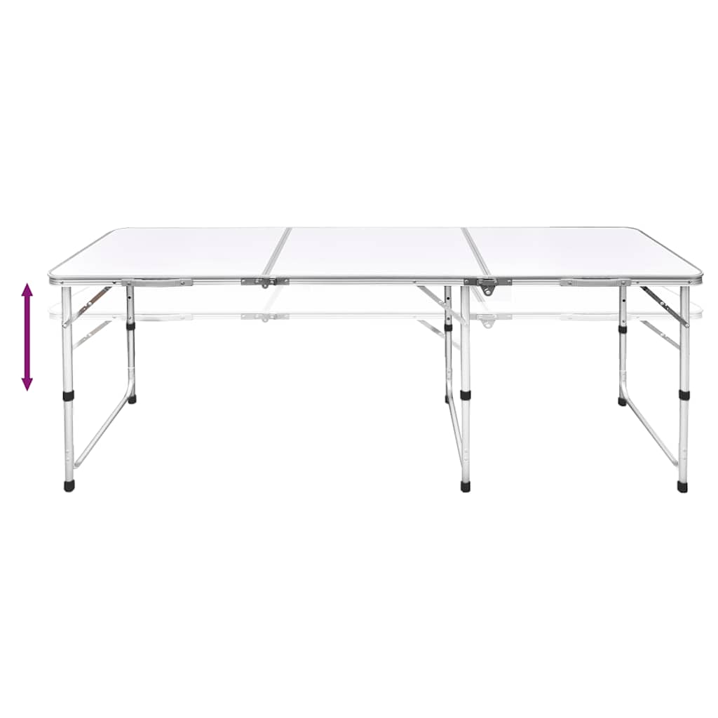 Klappbarer Campingtisch mit 4 Hocker Höhenverstellbar 180x60 cm