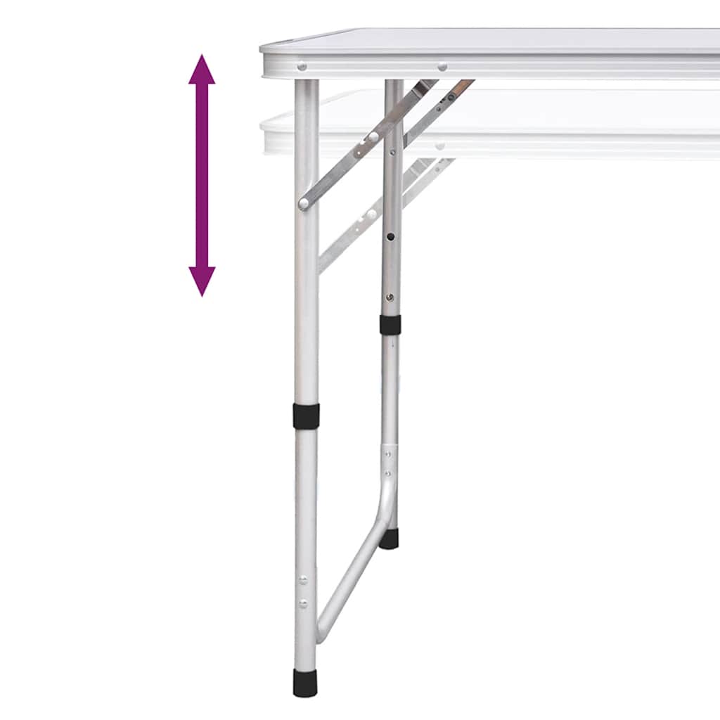 Klappbarer Campingtisch mit 4 Hocker Höhenverstellbar 180x60 cm